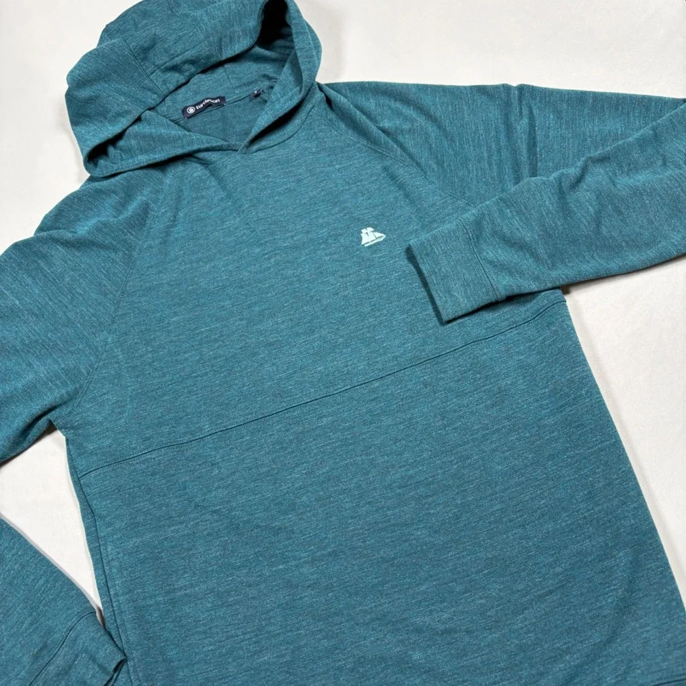 Turtleson Hoodie Mens Small Teal Heathered The Landings GC Performance Pullover
